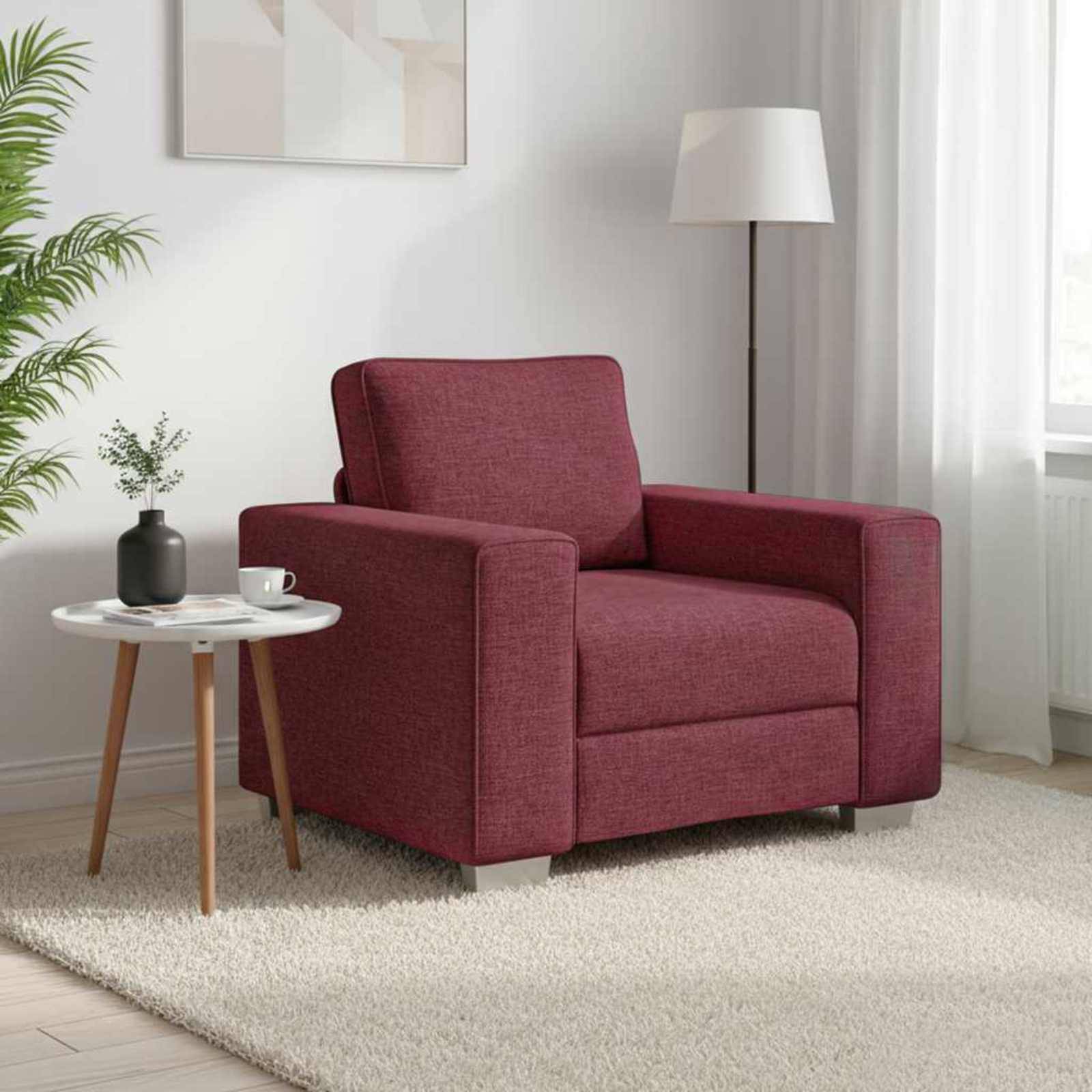 vidaXL Sofa-Sessel Weinrot 100 cm Stoff