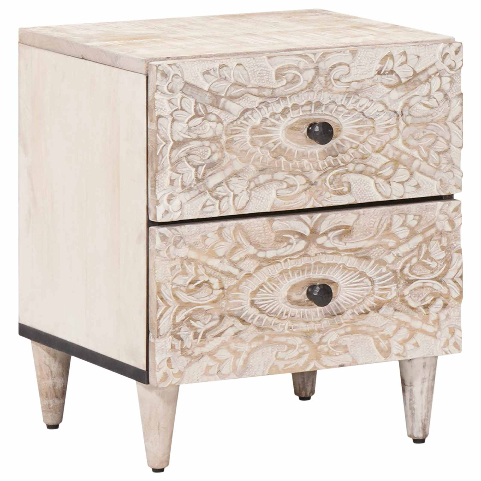vidaXL Nachttisch Weiß 40 x 33,5 x 46 cm Massivholz Mango