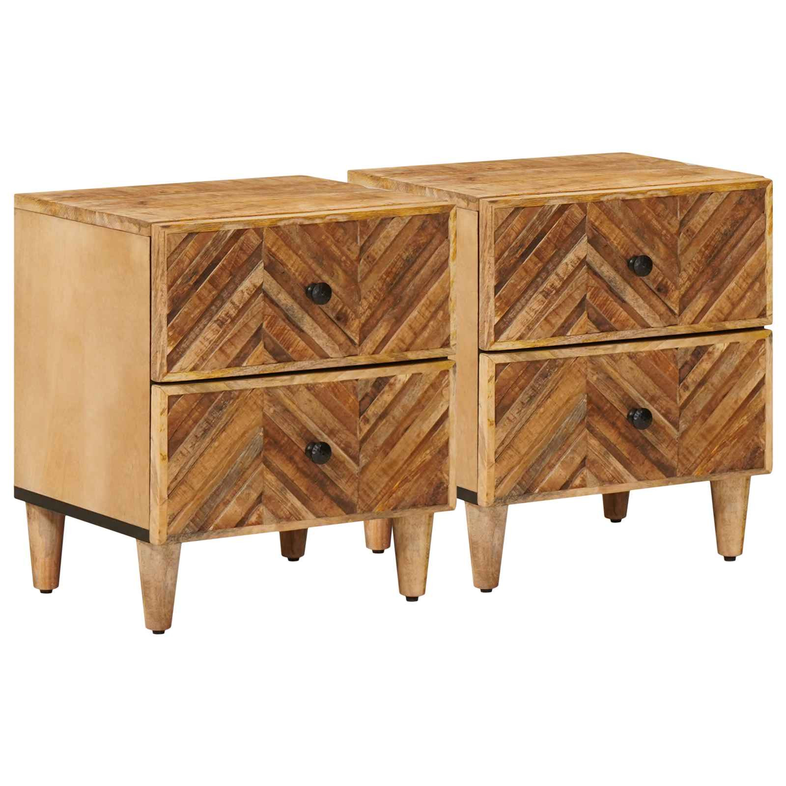 vidaXL Nachttisch 2 pcs Braun 40 x 33,5 x 46 cm Massivholz Mango
