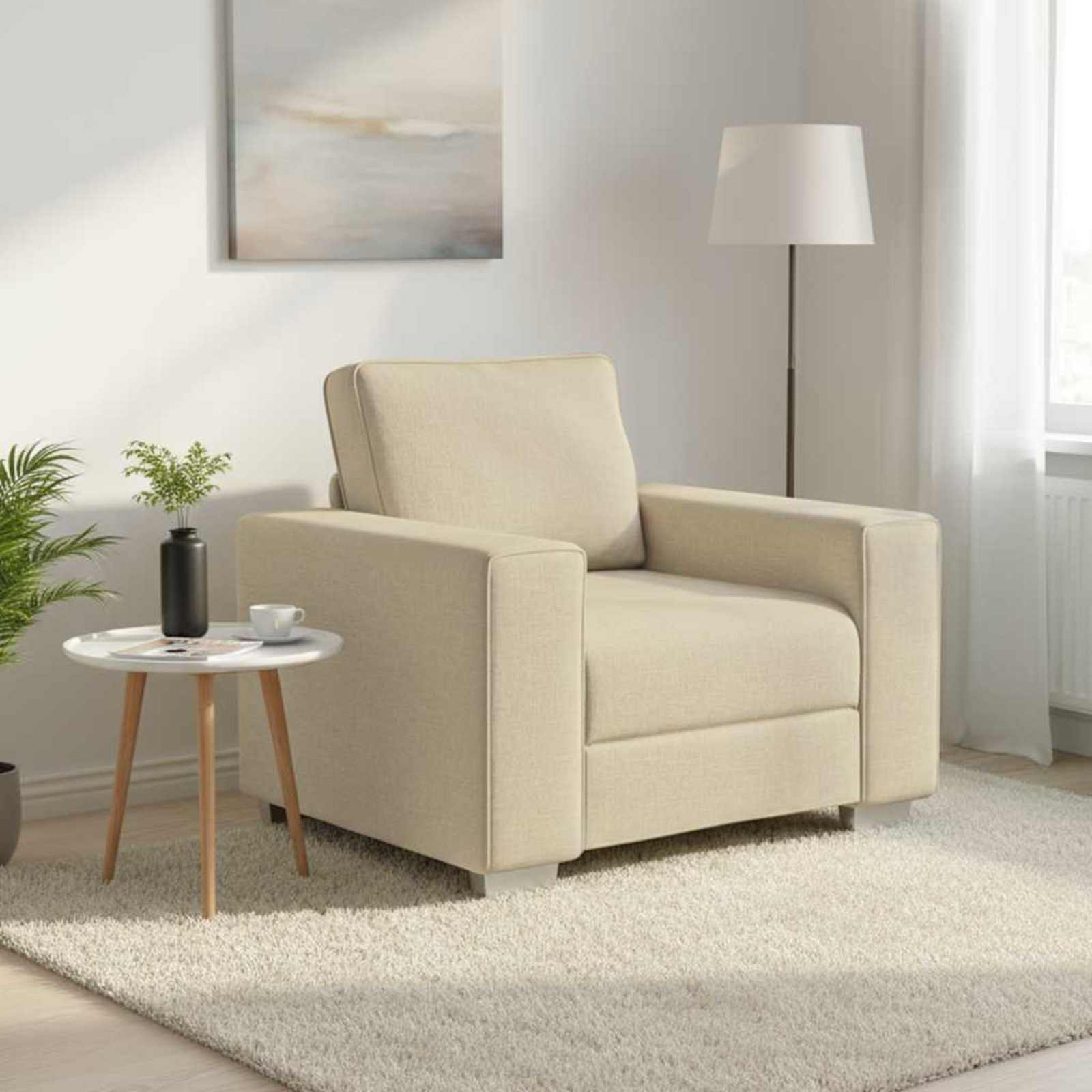 vidaXL Sofa-Sessel Creme 100 cm Stoff
