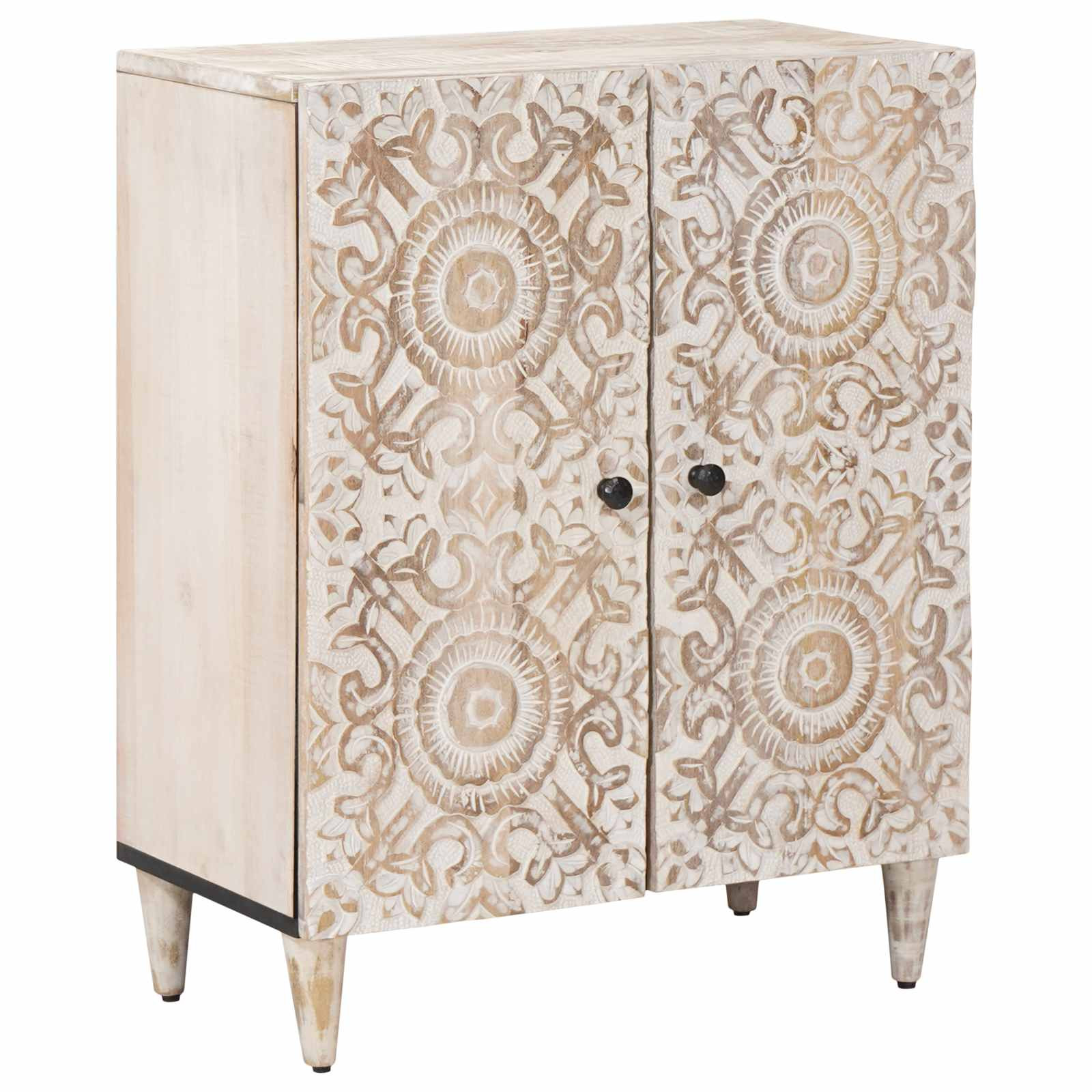 vidaXL Aufbewahrungs-Sideboard Weiß 60 x 33,5 x 75 cm Massivholz Mango