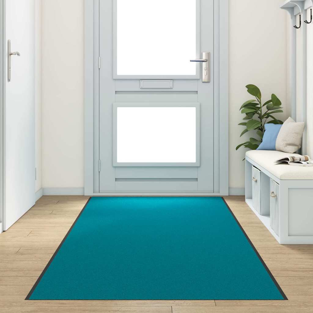 vidaXL Fußmatte Cyan und Schwarz 120 x 400 cm Polyamid und PVC