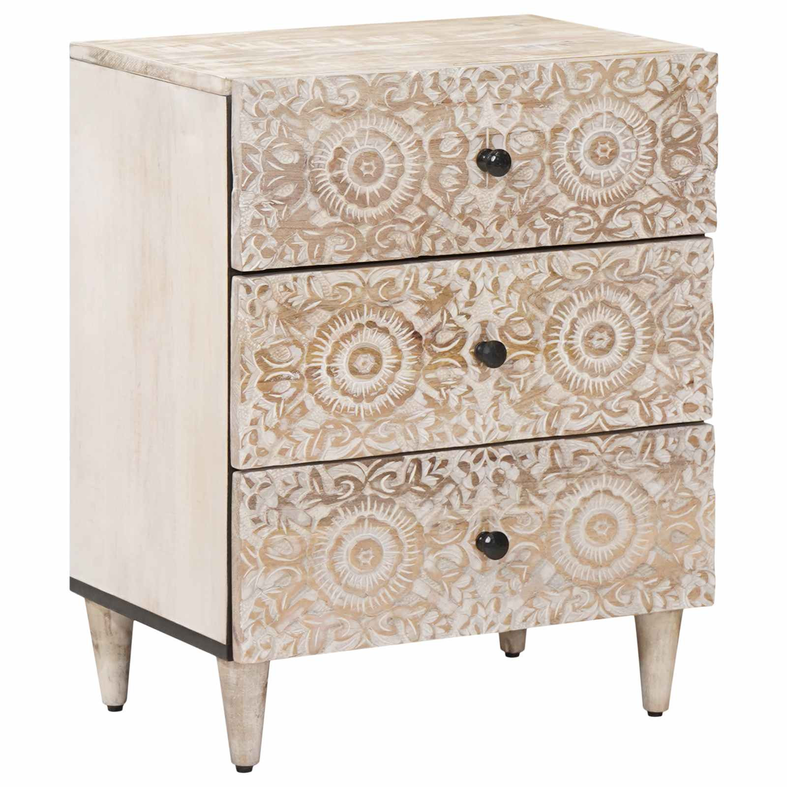 vidaXL Bettkasten mit Schubladen Weiß 50 x 33 x 60 cm Massivholz Mango