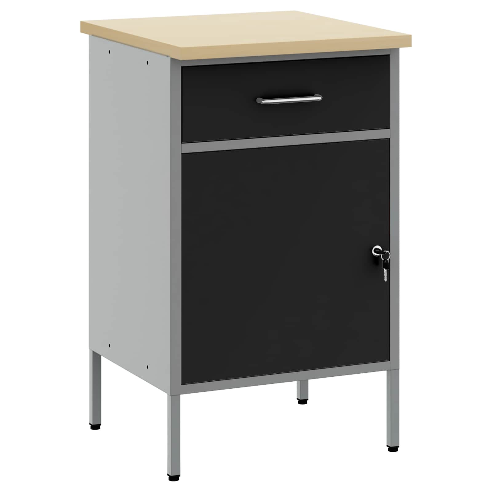 vidaXL Werkbank mit Schubladen Schwarz und Grau 50 x 55 x 85 cm