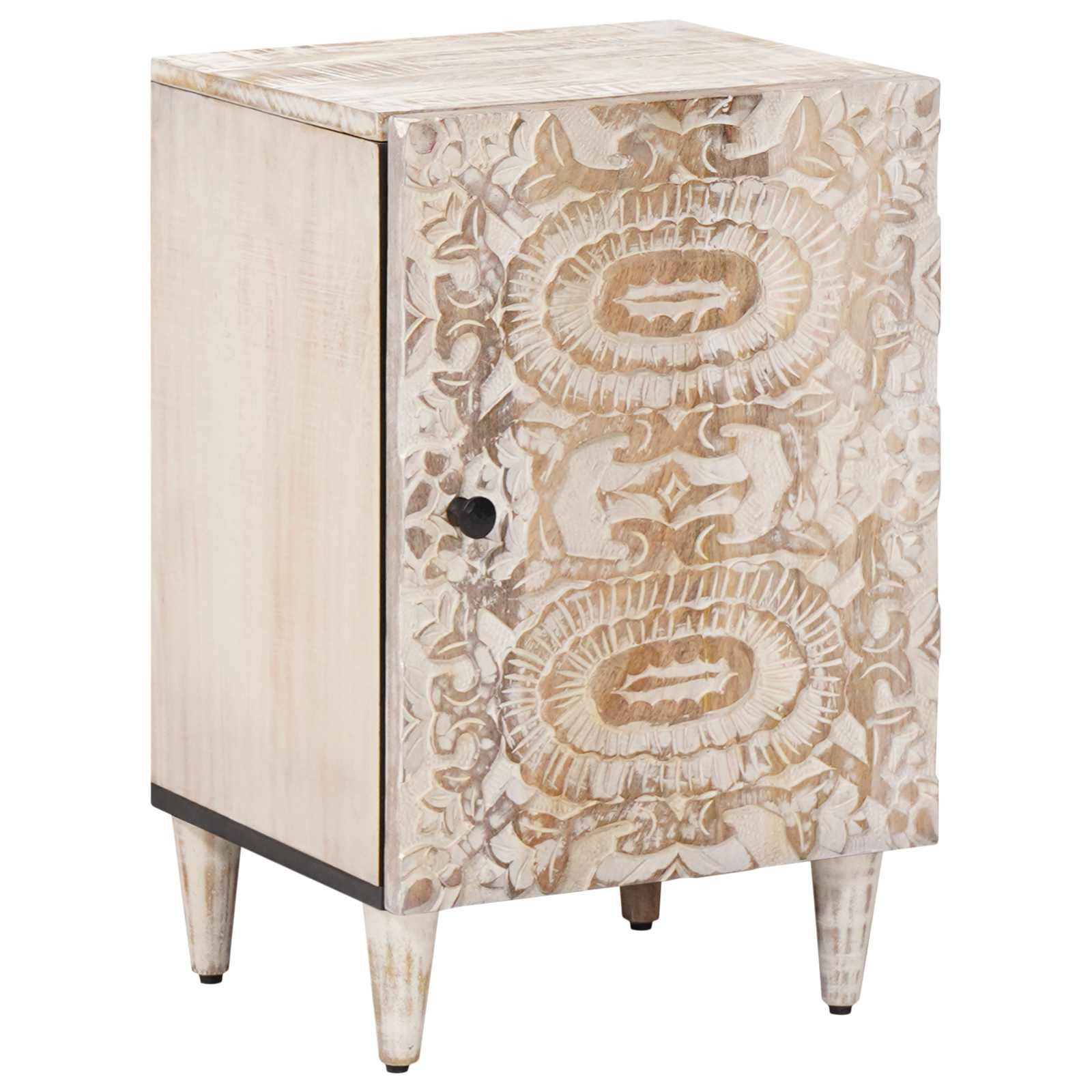 vidaXL Badezimmerschrank Weiß 38 x 33,5 x 58 cm Massivholz Mango