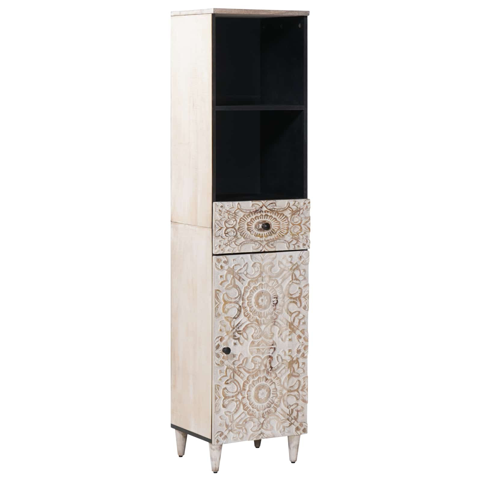 vidaXL Badezimmerschrank Weiß 38 x 33,5 x 160 cm Massivholz Mango