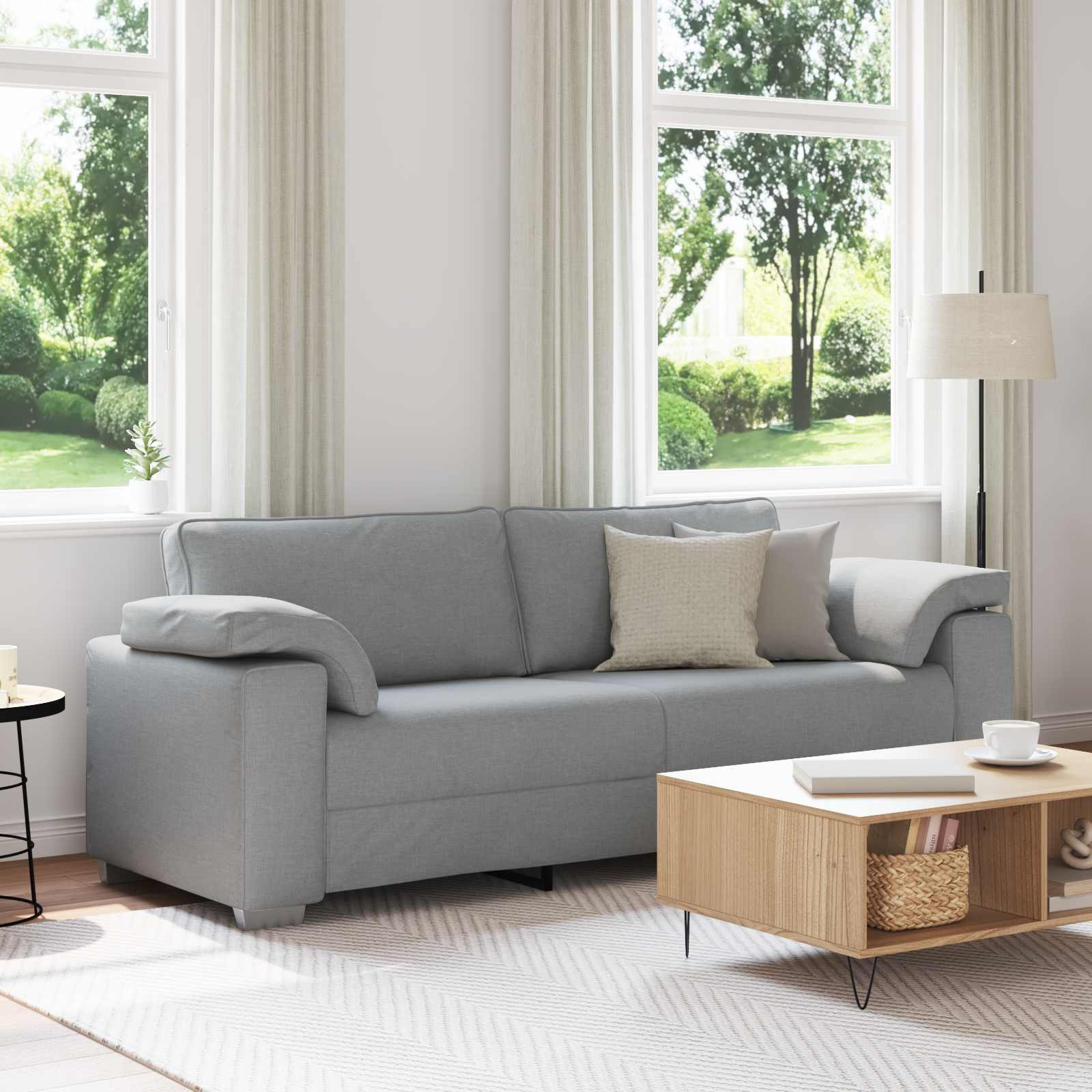 vidaXL 3-Sitzer-Sofa Hellgrau 220 cm Stoff