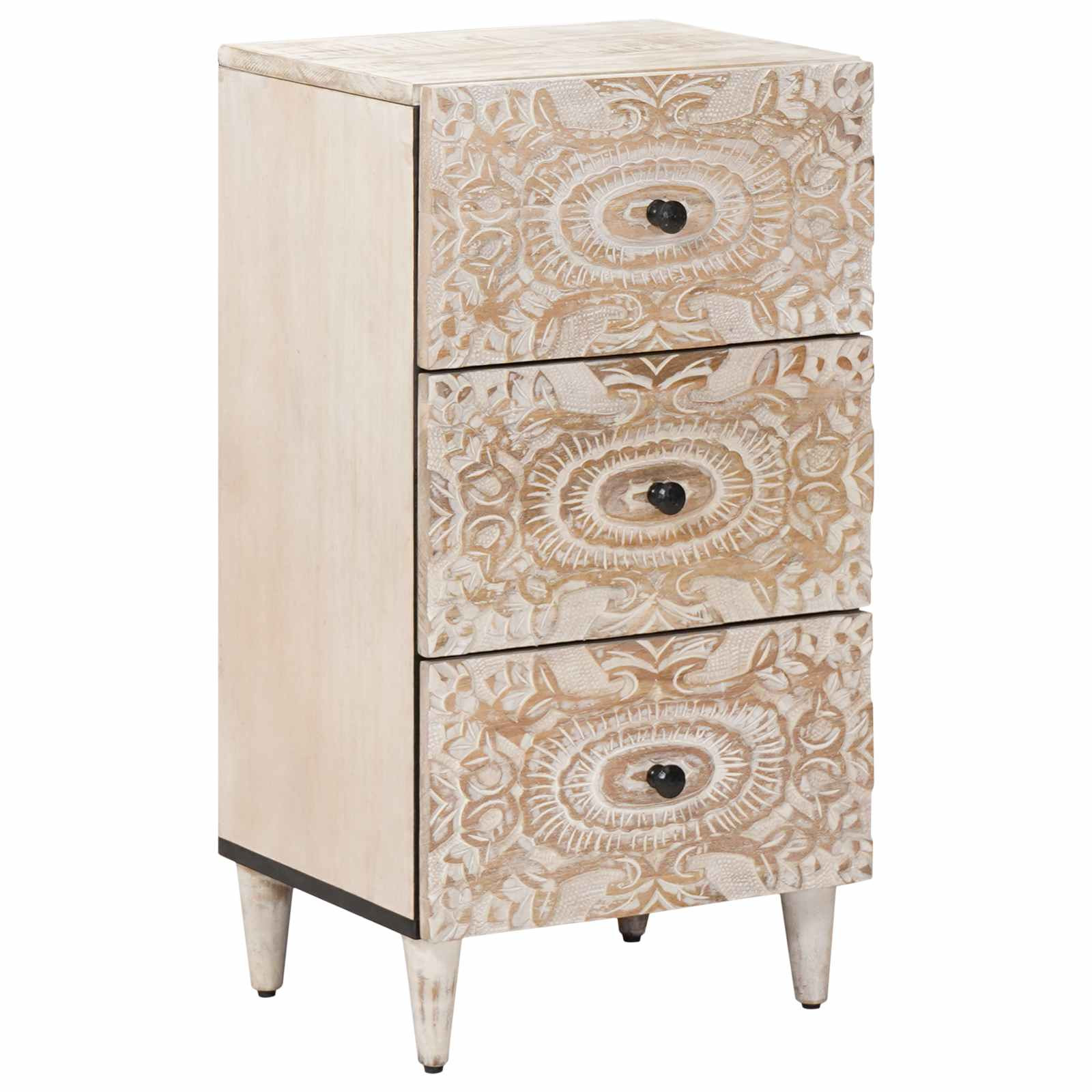 vidaXL Sideboard mit Speicher Weiß 40 x 33,5 x 75 cm Massivholz Mango