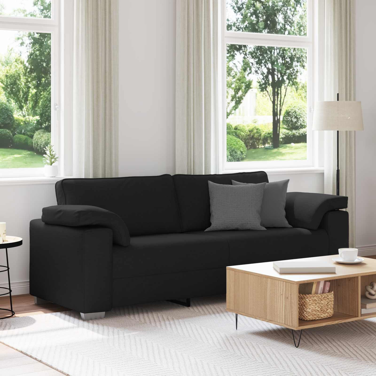 vidaXL 3-Sitzer-Sofa Schwarz 220 cm Stoff