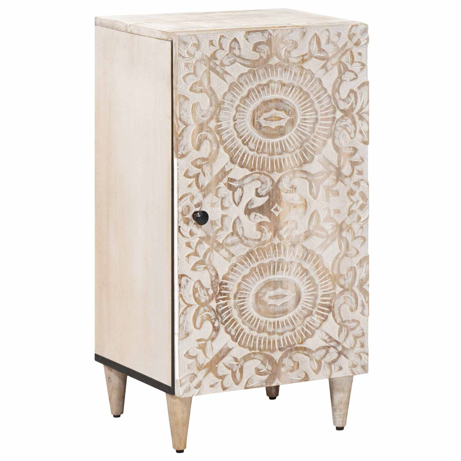 vidaXL Sideboard mit Speicher Weiß 40 x 33,5 x 75 cm Massivholz Mango