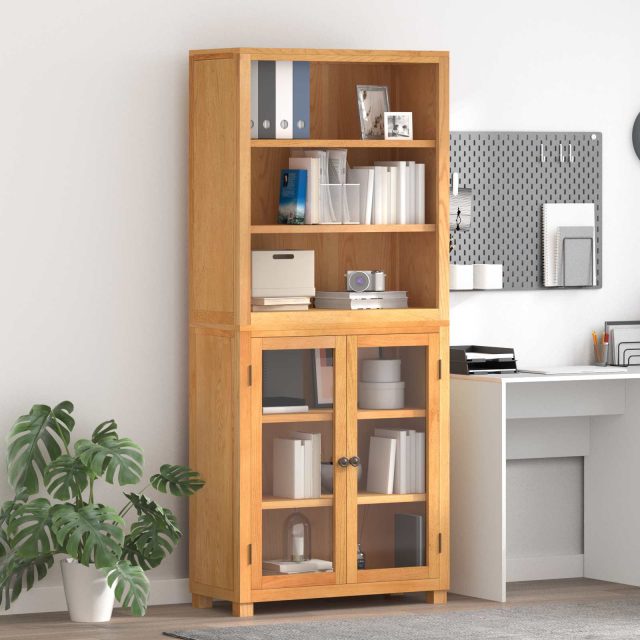 vidaXL Aufbewahrungsmöbel-Set mit Regal 2 Stk. Natur 80 x 35 x 185 cm