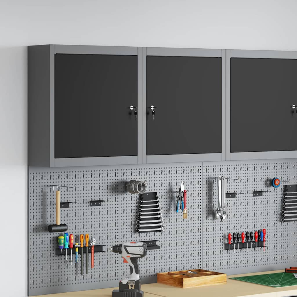 vidaXL Werkzeugschrank mit Regal Schwarz und Grau 50 x 20 x 55 cm