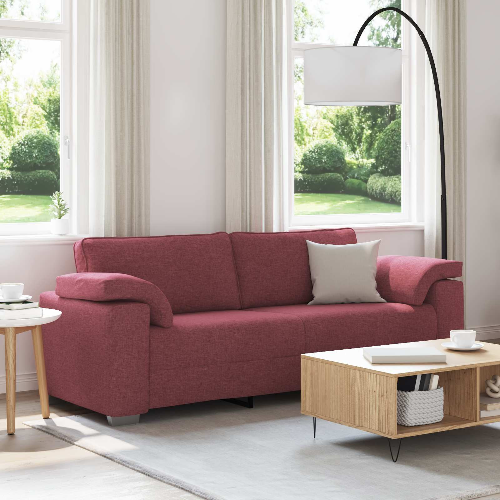 vidaXL 3-Sitzer-Sofa Weinrot 220 cm Stoff