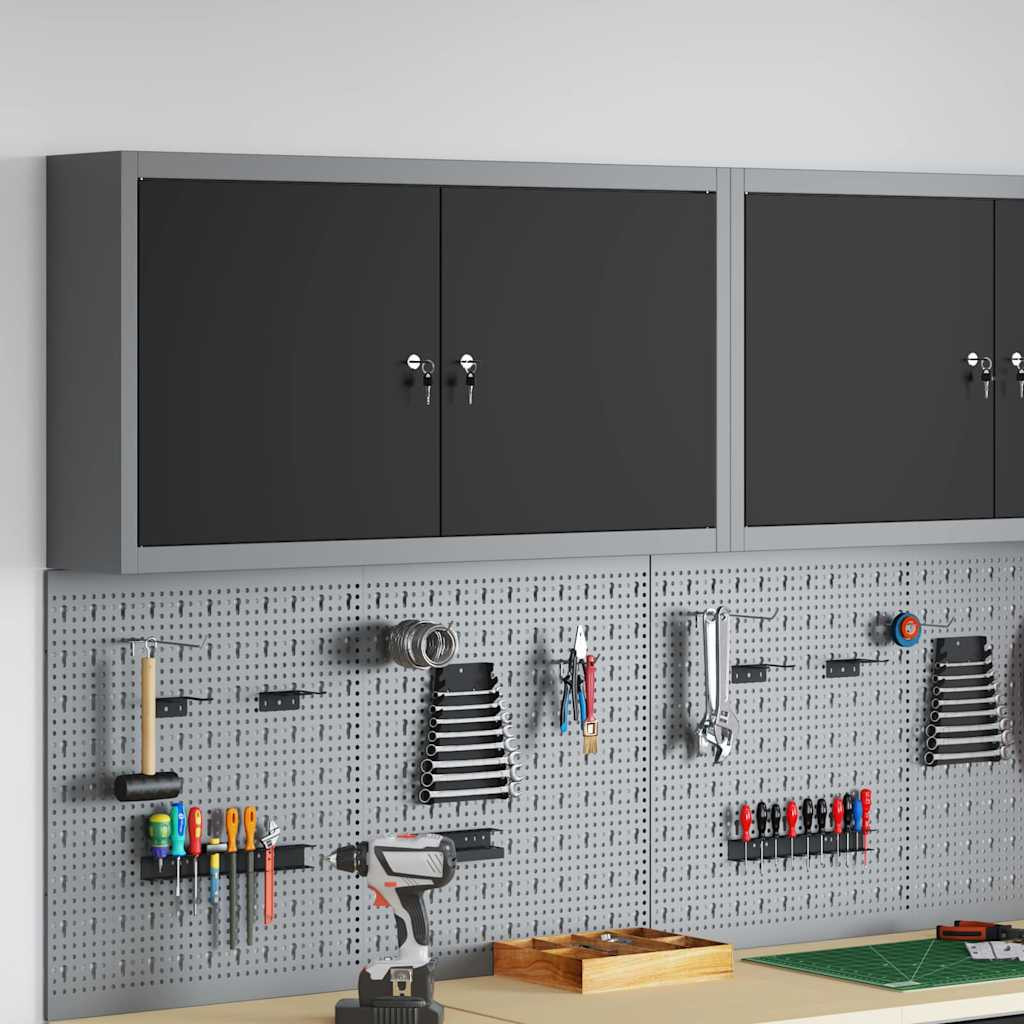 vidaXL Werkzeugschrank mit Regal Schwarz und Grau 100 x 20 x 55 cm