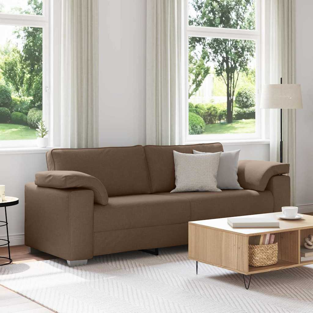 vidaXL 3-Sitzer-Sofa Braun 220 cm Stoff