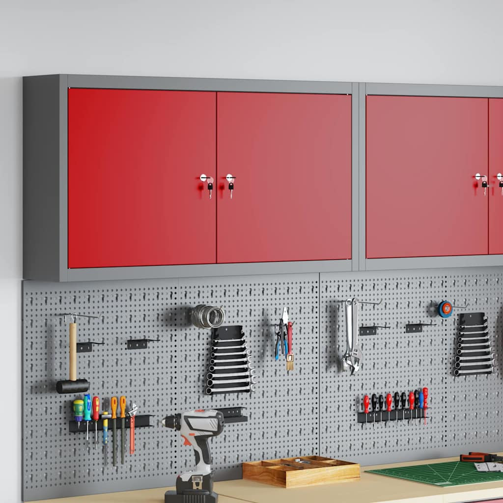 vidaXL Werkzeugschrank mit Regal Rot und Grau 100 x 20 x 55 cm