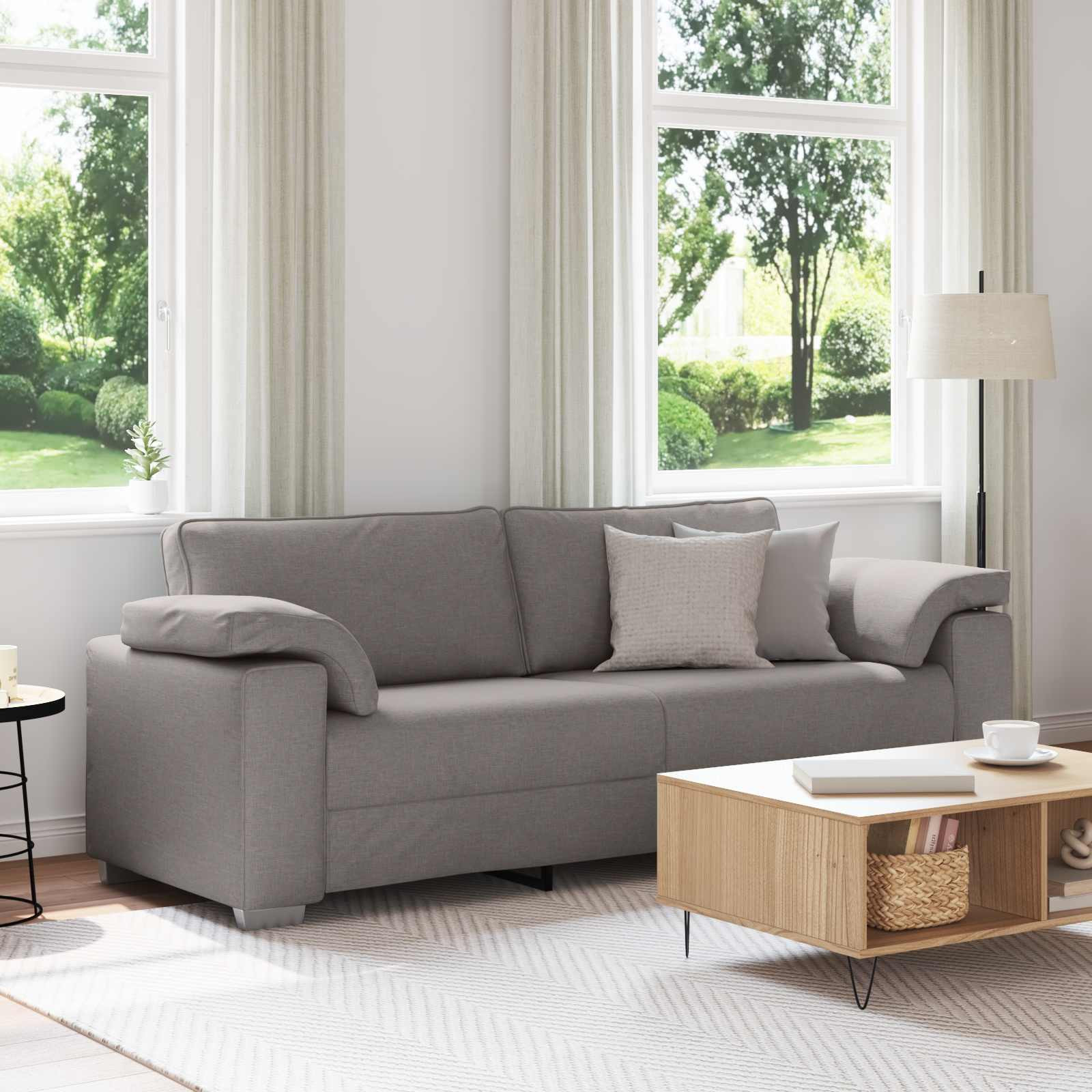 vidaXL 3-Sitzer-Sofa Taupe 220 cm Stoff