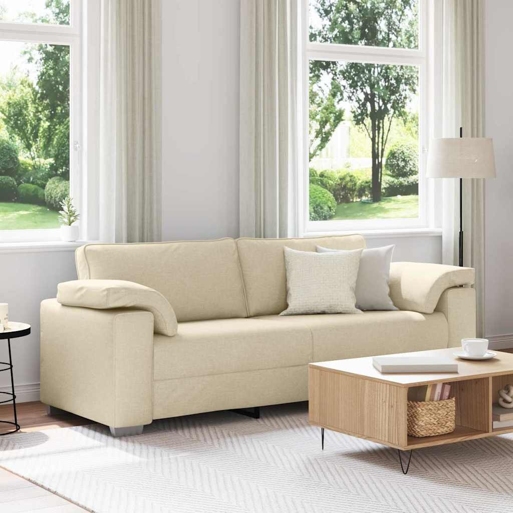 vidaXL 3-Sitzer-Sofa Creme 220 cm Stoff