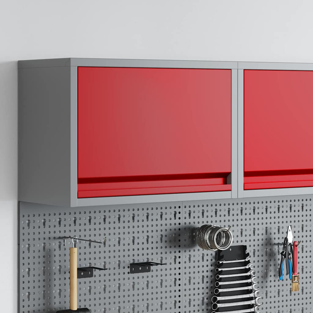 vidaXL Werkzeugschrank mit Speicher Rot und Grau 50 x 25 x 35 cm