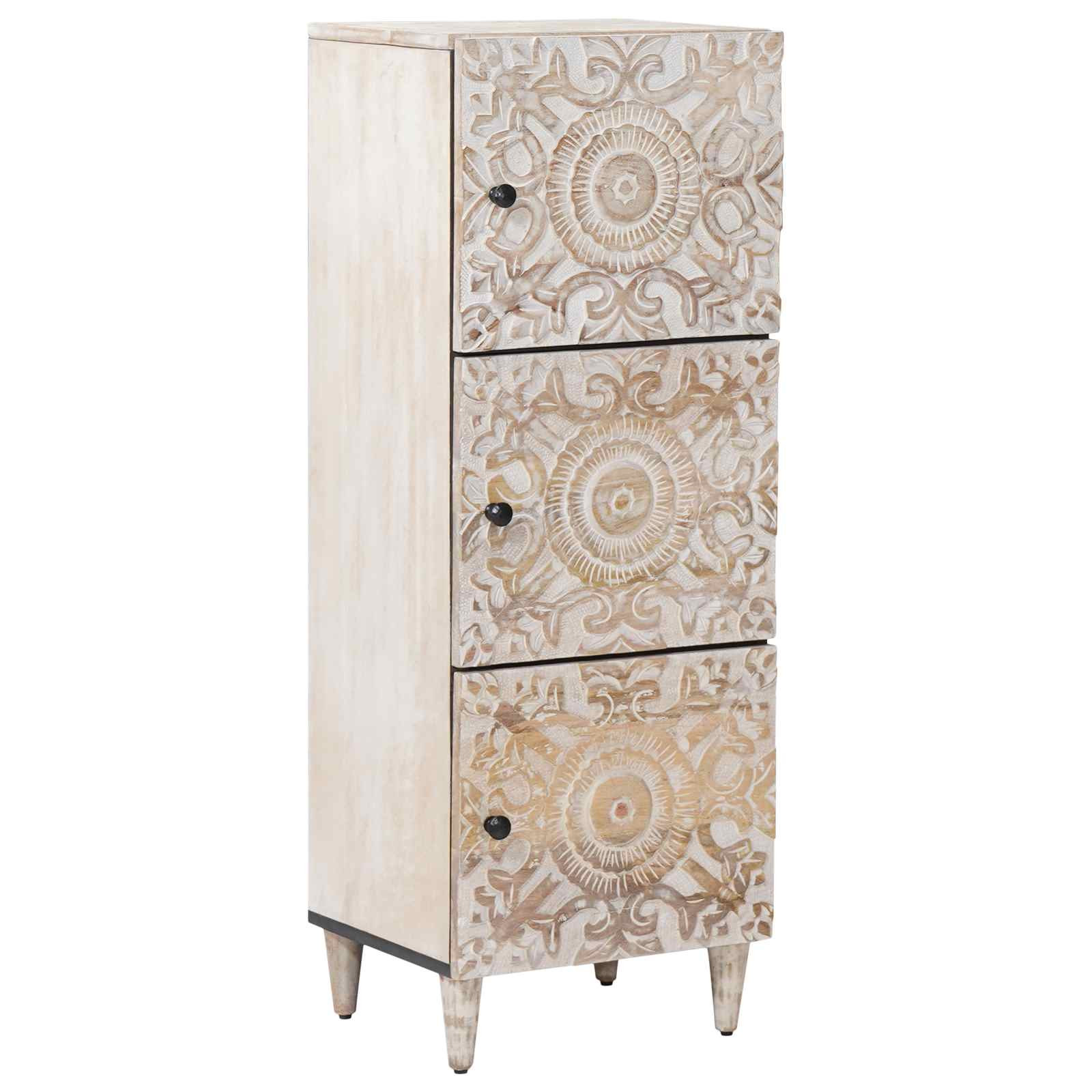 vidaXL Hochschrank mit Regal Weiß 40 x 33,5 x 110 cm Massivholz Mango