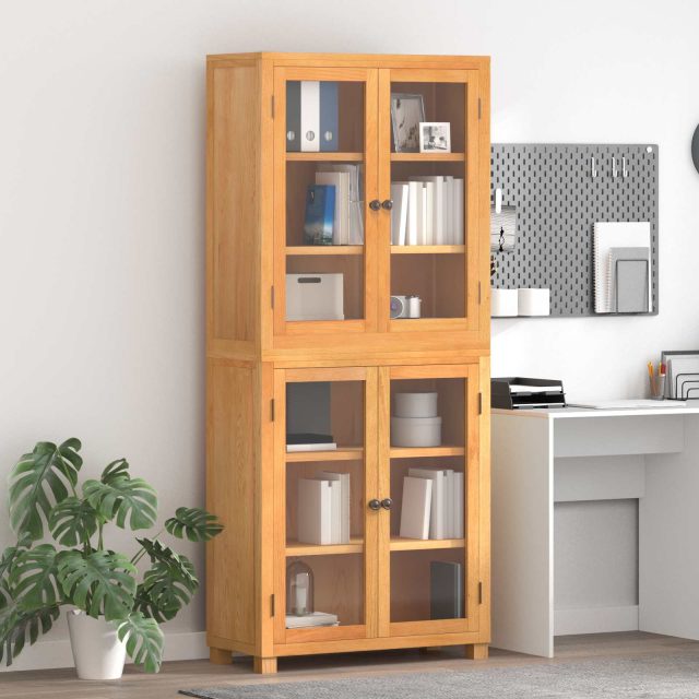 vidaXL Aufbewahrungsmöbel-Set mit Regal 2 Stk. Natur 80 x 35 x 185 cm