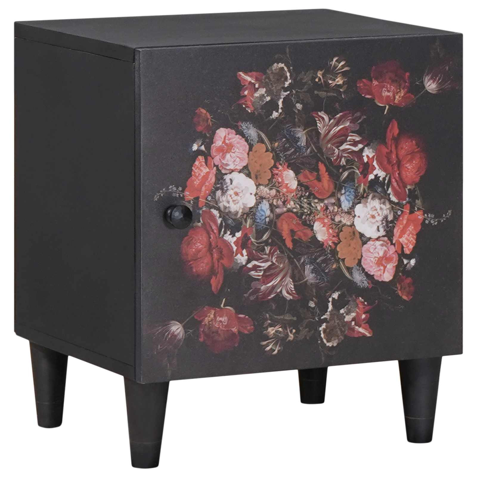 vidaXL Nachttisch mit Tür Schwarz 40 x 33 x 46 cm Massivholz Mango