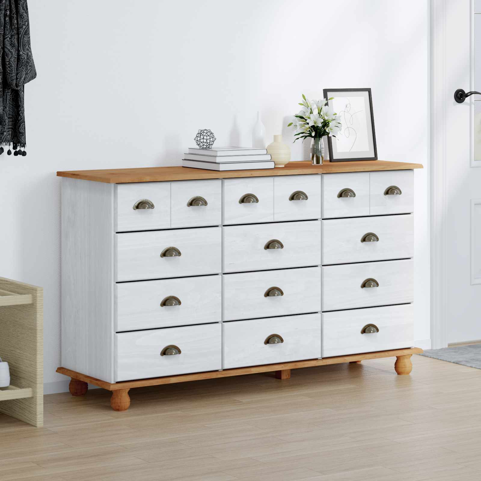 vidaXL Schubladenkommode mit Schubladen ASKIM Weiß 79 x 40 x 133,5 cm