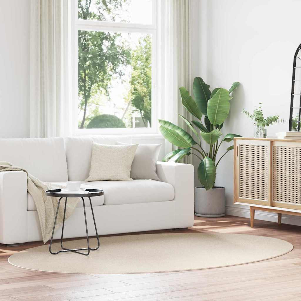 vidaXL Bereichsteppiche Oval HUARTE Beige 160 x 230 cm 100 %Polyester