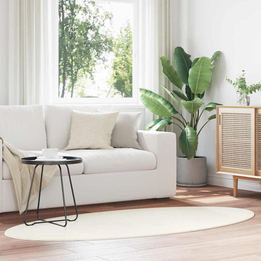 vidaXL Bereichsteppiche Oval HUARTE Creme 120 x 170 cm 100 %Polyester