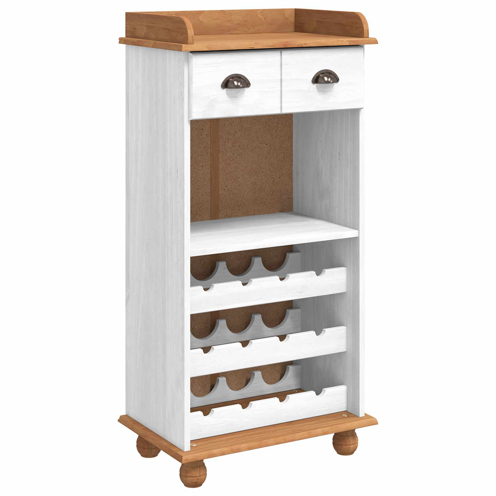 vidaXL Weinschrank ASKIM Weiß mit Honigoberfläche 57 x 37 x 114 cm