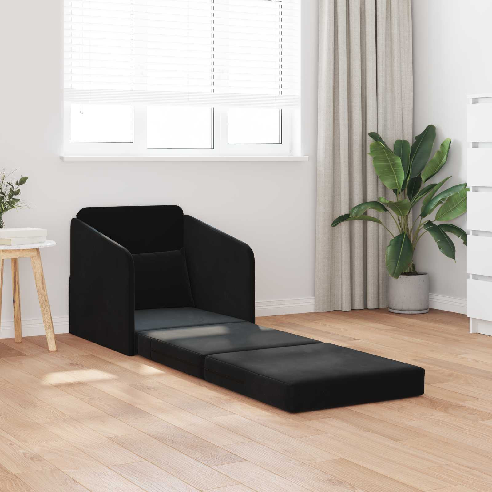 vidaXL Schlafsofa Schwarz 65 x 80 x 83 cm Samt