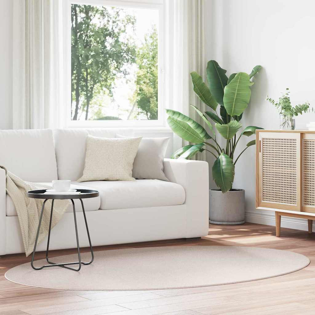 vidaXL Bereichsteppiche Oval HUARTE Sand 140 x 200 cm 100 %Polyester