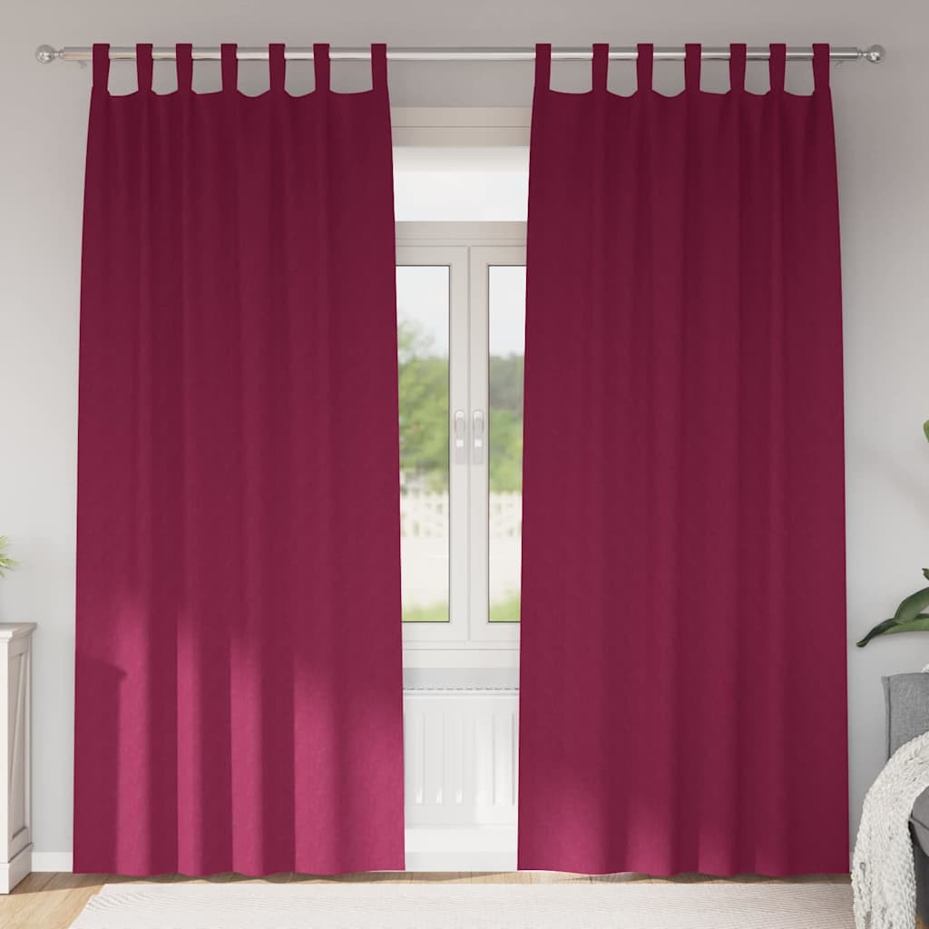 vidaXL Verdunkelungs-Vorhänge mit Ringen 2 pcs Weinrot 225 x 140 cm