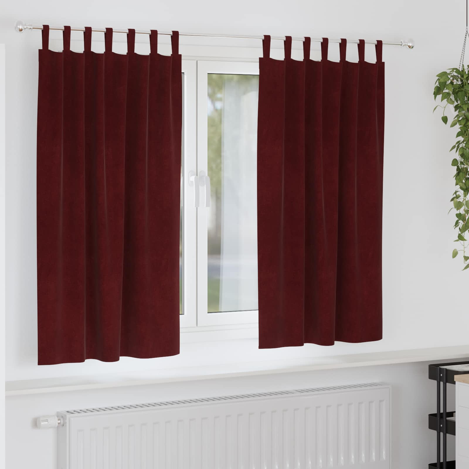vidaXL Verdunkelungsvorhänge 2 pcs Weinrot 140 x 175 cm Samt