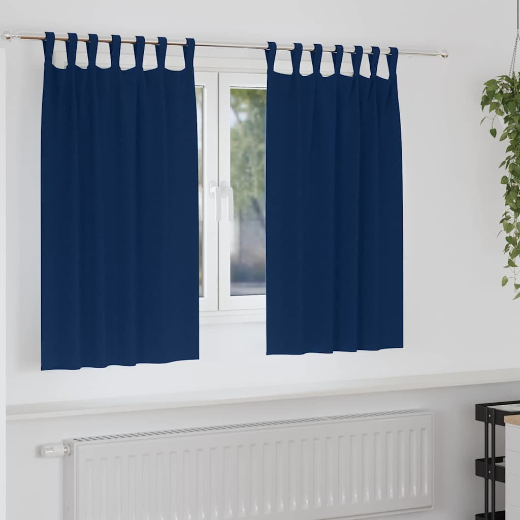 vidaXL Verdunkelungs-Vorhänge mit Ringen 2 pcs Dunkelblau 140 x 140 cm