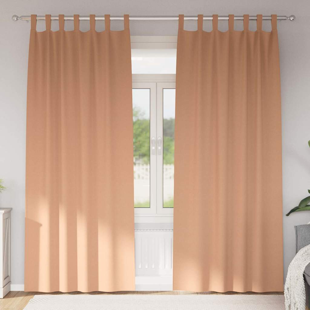 vidaXL Verdunkelungs-Vorhänge mit Ringen 2 pcs Hellbraun 245 x 140 cm