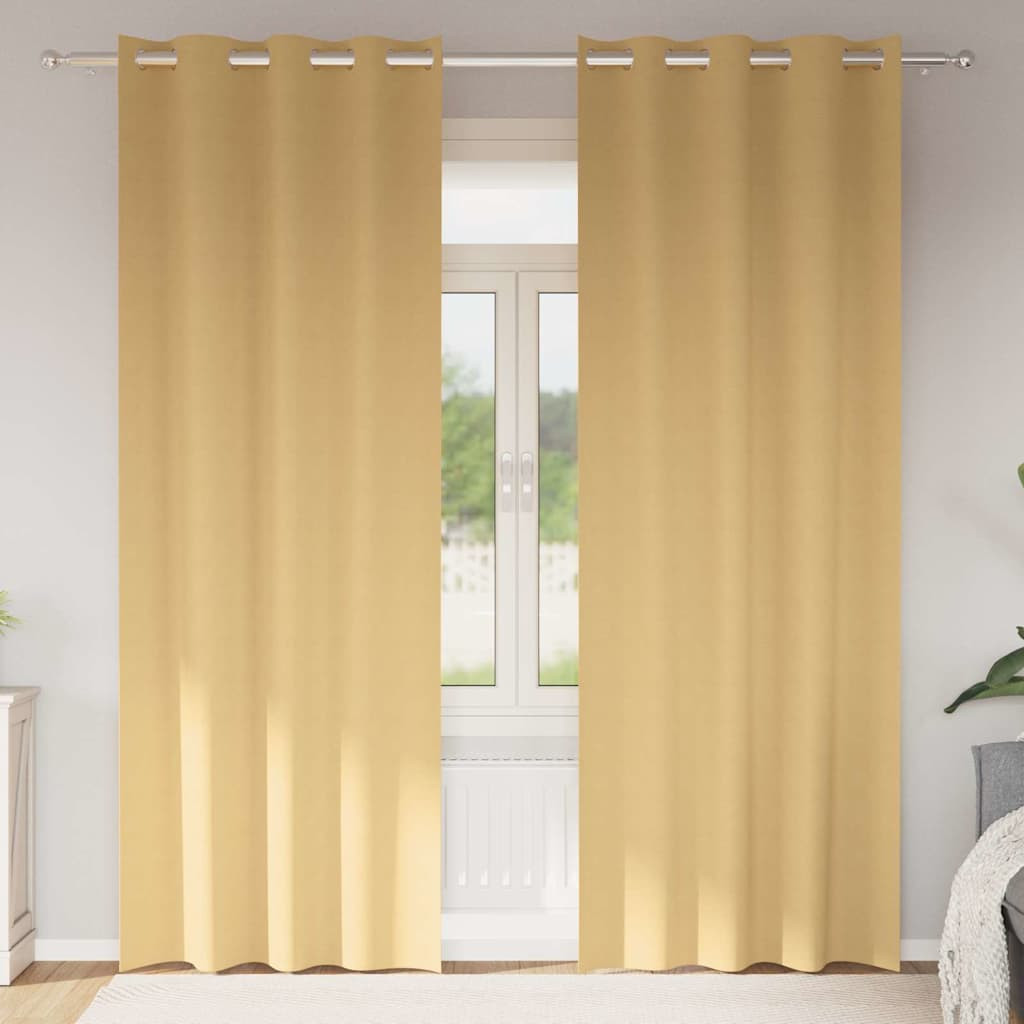 vidaXL Verdunkelungs-Vorhänge mit Ringen 2 pcs Beige 245 x 140 cm