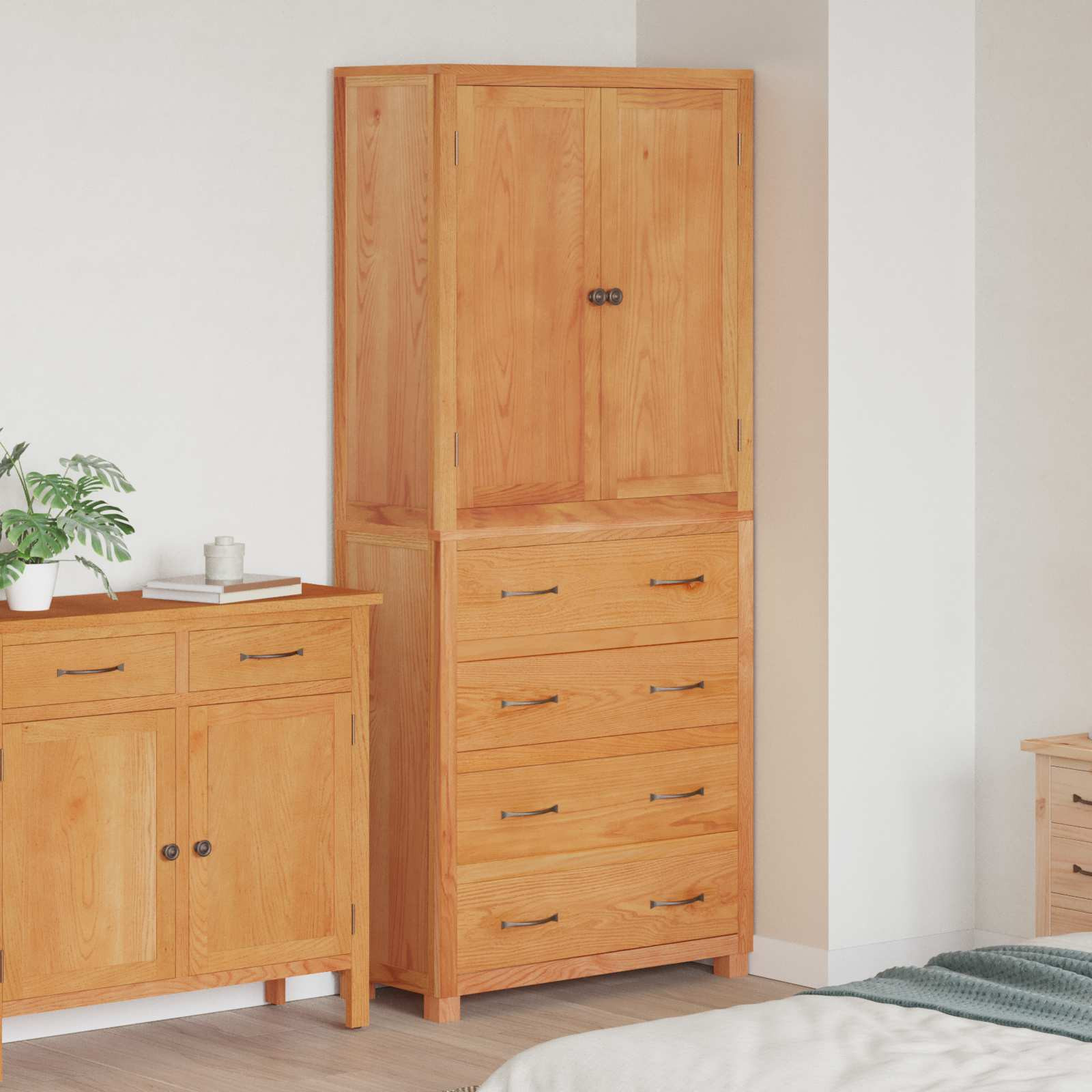 vidaXL Aufbewahrungsmöbel-Set mit Regal 2 Stk. Natur 80 x 35 x 185 cm