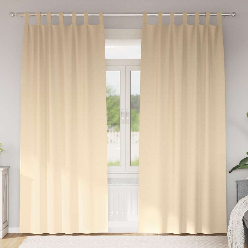 vidaXL Verdunkelungs-Vorhänge mit Ringen 2 pcs Creme 225 x 140 cm