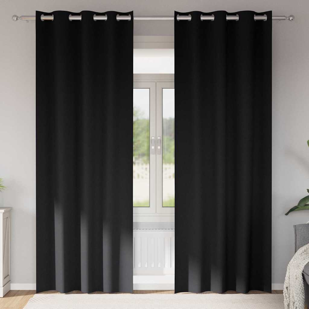 vidaXL Verdunkelungs-Vorhänge mit Ringen 2 pcs Schwarz 245 x 140 cm