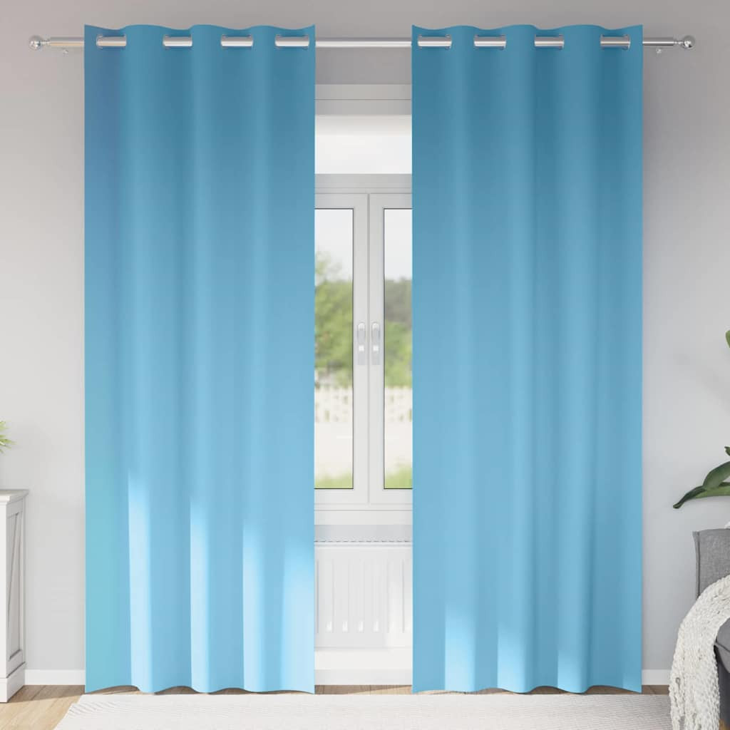 vidaXL Verdunkelungs-Vorhänge mit Ringen 2 pcs Himmelblau 225 x 140 cm