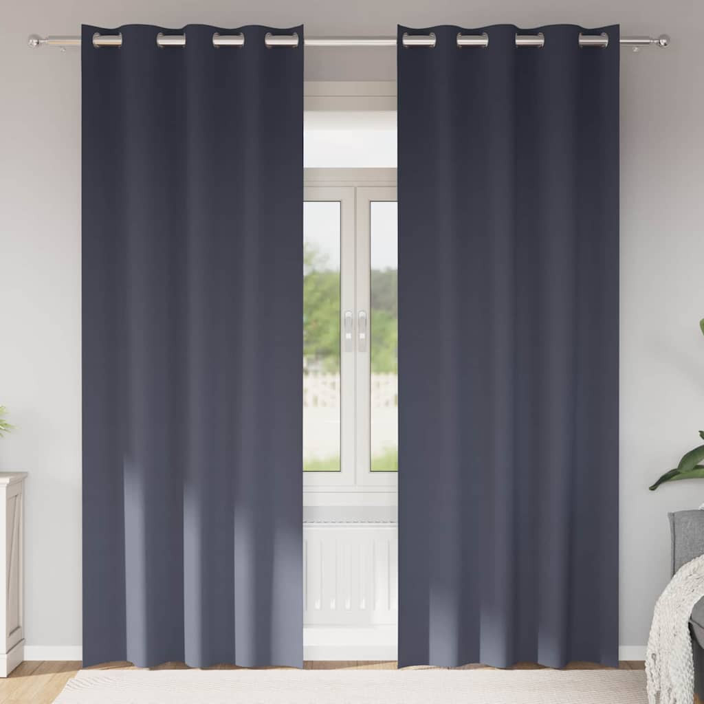 vidaXL Verdunkelungs-Vorhänge mit Ringen 2 pcs Anthrazit 225 x 140 cm