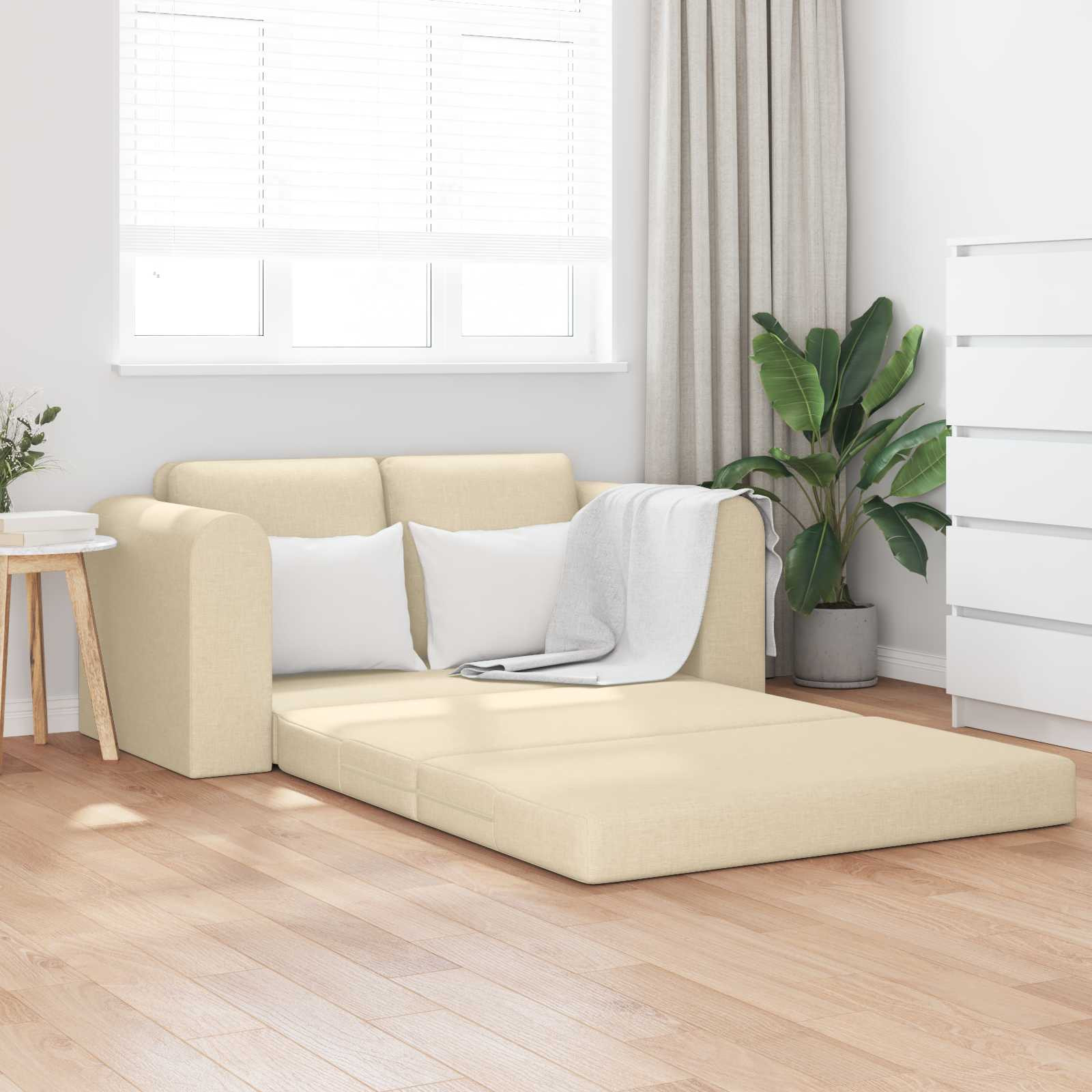 vidaXL Schlafsofa 60cm Creme Stoff