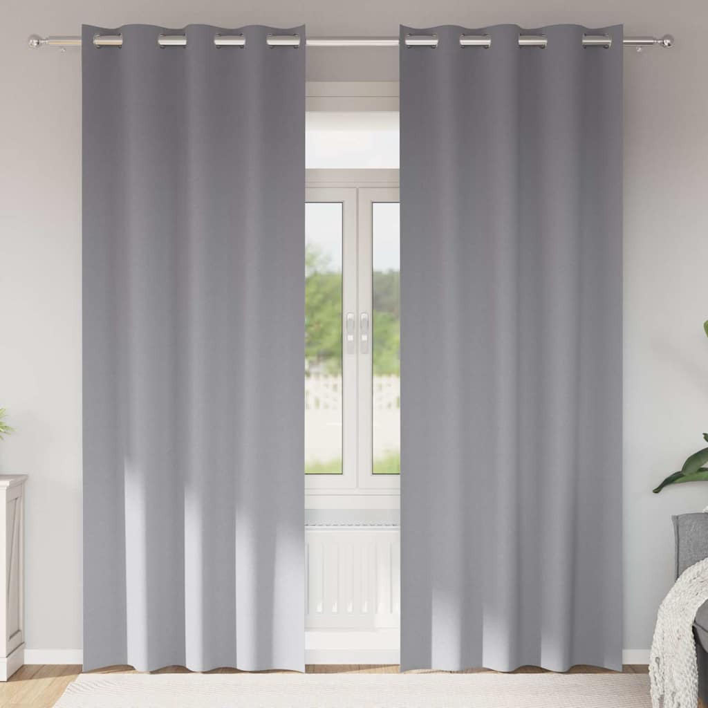 vidaXL Verdunkelungs-Vorhänge mit Ringen 2 pcs Hellgrau 245 x 140 cm