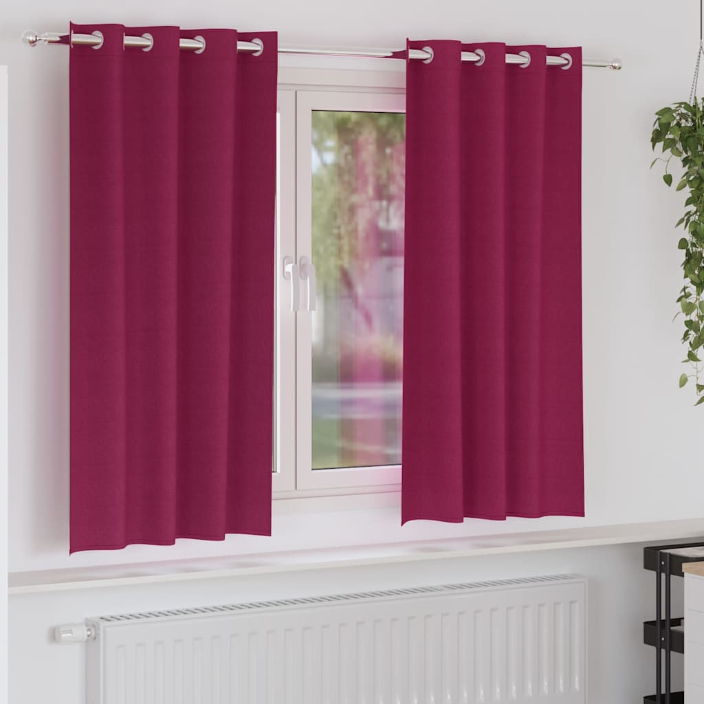 vidaXL Verdunkelungs-Vorhänge mit Ringen 2 pcs Weinrot 175 x 140 cm