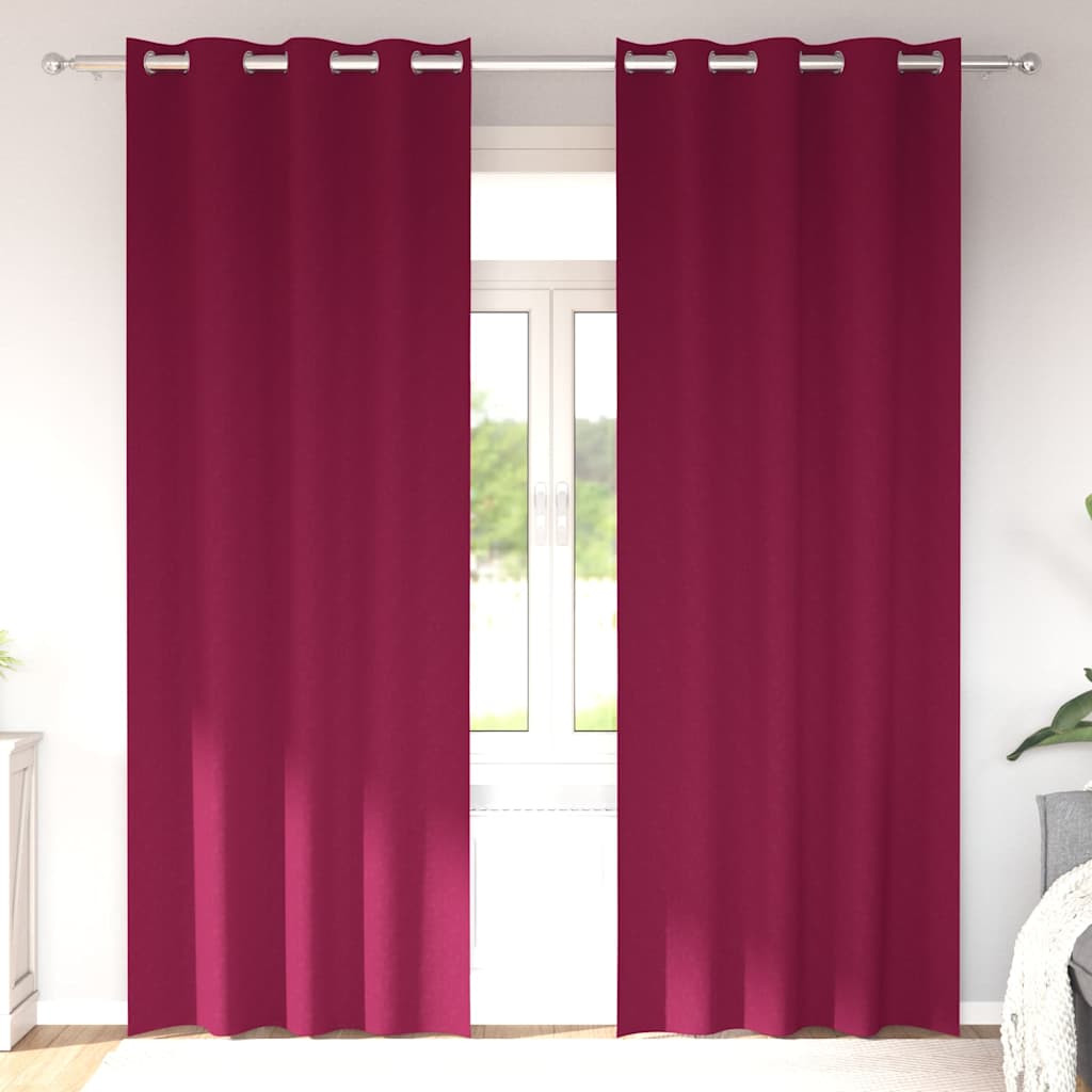 vidaXL Verdunkelungs-Vorhänge mit Ringen 2 pcs Weinrot 225 x 140 cm