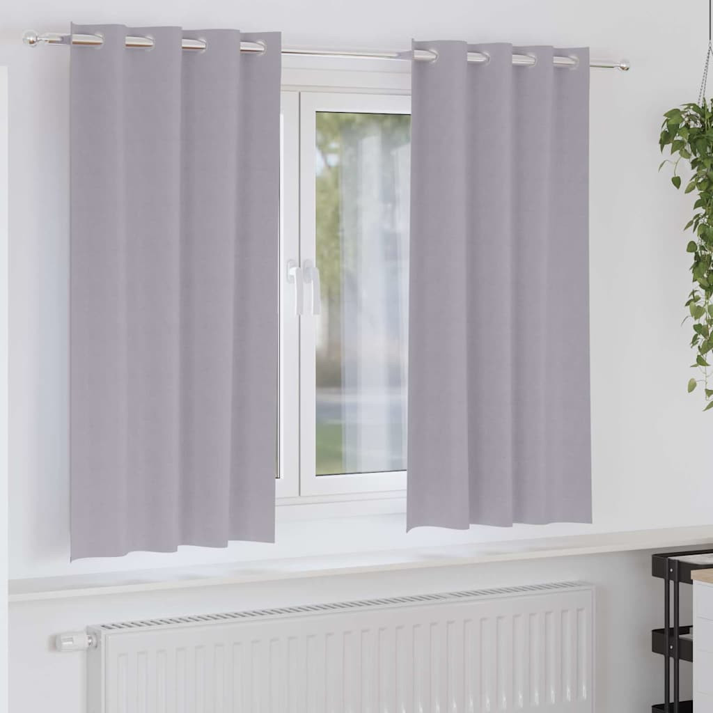 vidaXL Verdunkelungs-Vorhänge mit Ringen 2 pcs Metallic Grau