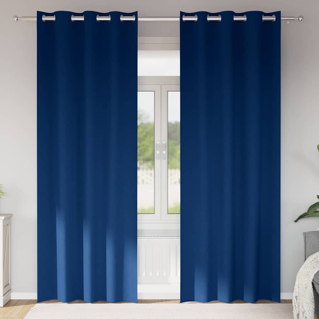 vidaXL Verdunkelungs-Vorhänge mit Ringen 2 pcs Dunkelblau 245 x 140 cm
