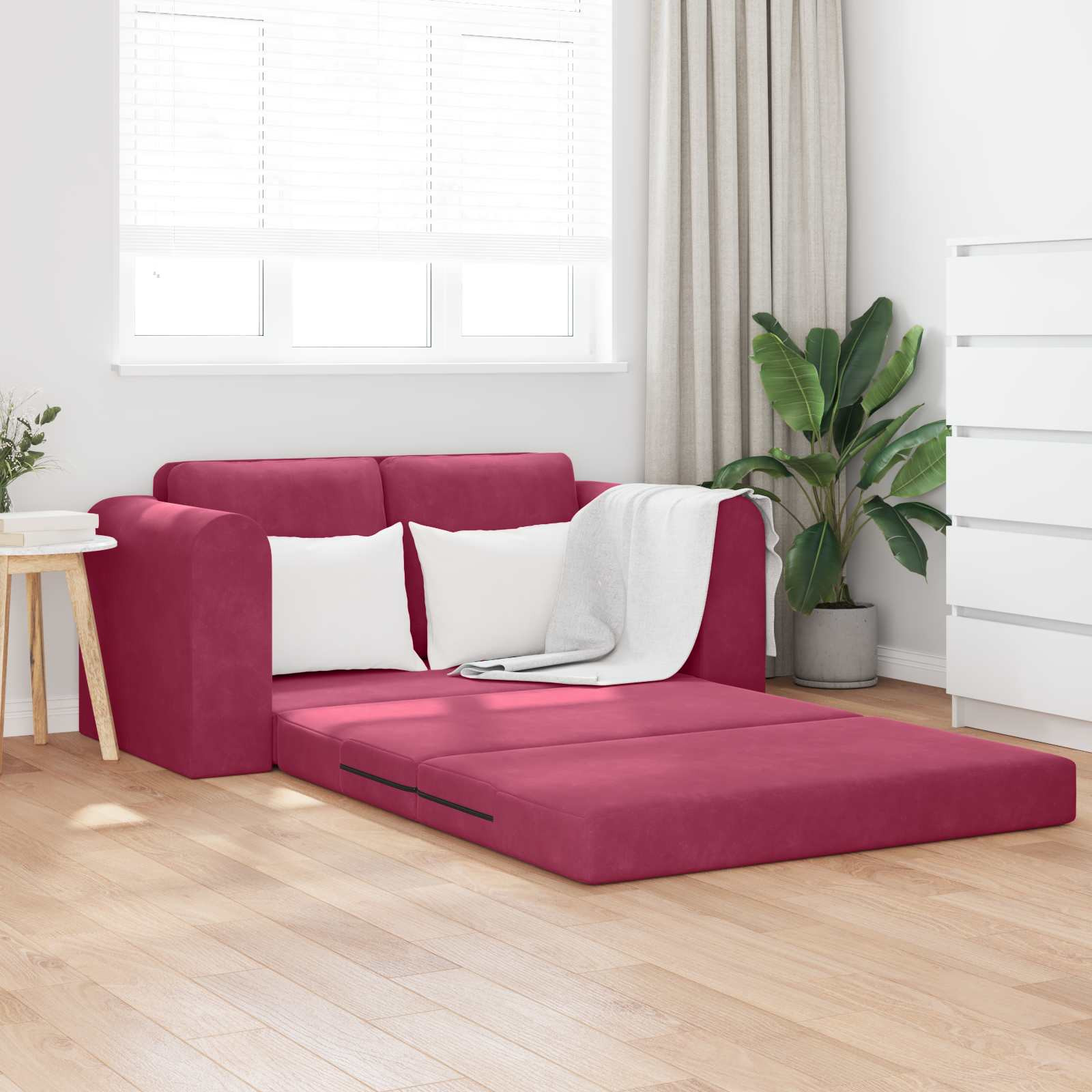 vidaXL Schlafsofa Weinrot 148 x 71 x 83 cm Samt