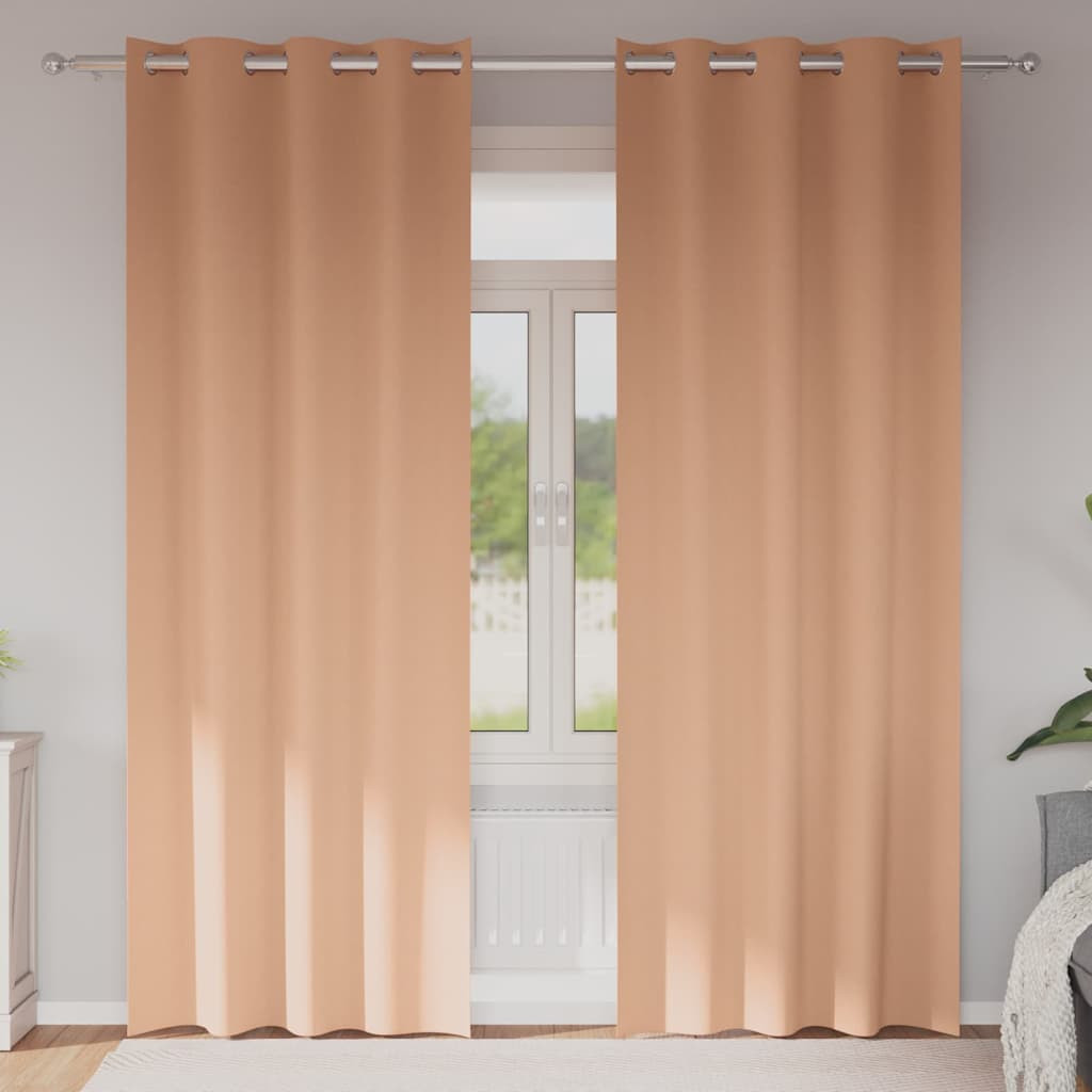 vidaXL Verdunkelungs-Vorhänge mit Ringen 2 pcs Hellbraun 245 x 140 cm